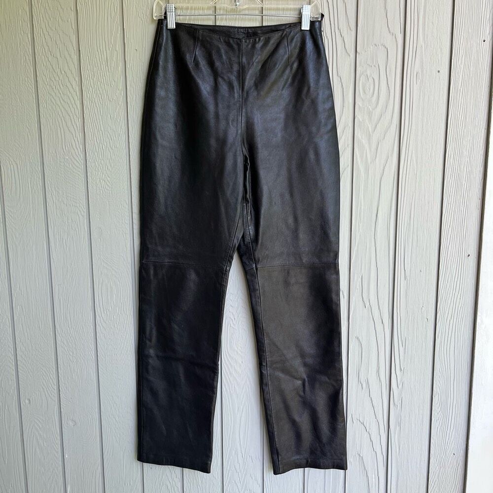 Hugo Buscati Vintage Black Leather Pants Women’s 8 High Rise Lined Trousers VTG